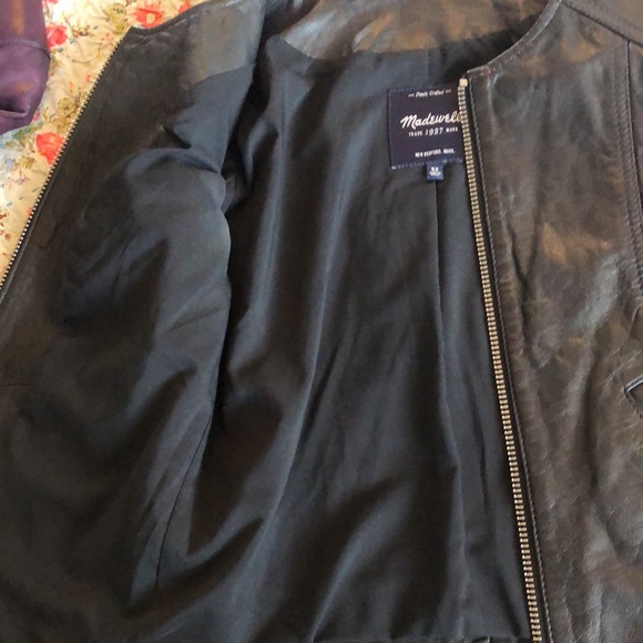 MADEWELL BLACK LEATHER MOTO ZIPPERS JACKET COLLARLESS SIZE XS - Picture 14 of 15
